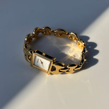 Gucci 1990s Interchangeable Strap Gold Plated Watch with 3 straps, case