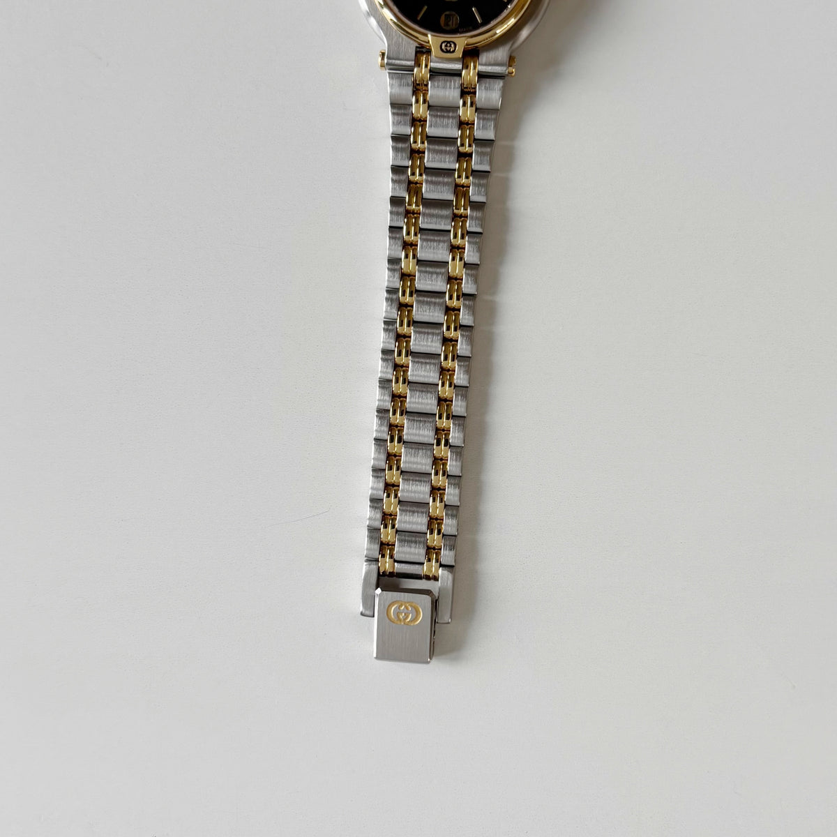 Gucci 1990s Black Dial Gold Plated Two Tone Watch