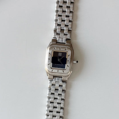 Givenchy 1990s Black Dial Silver Watch