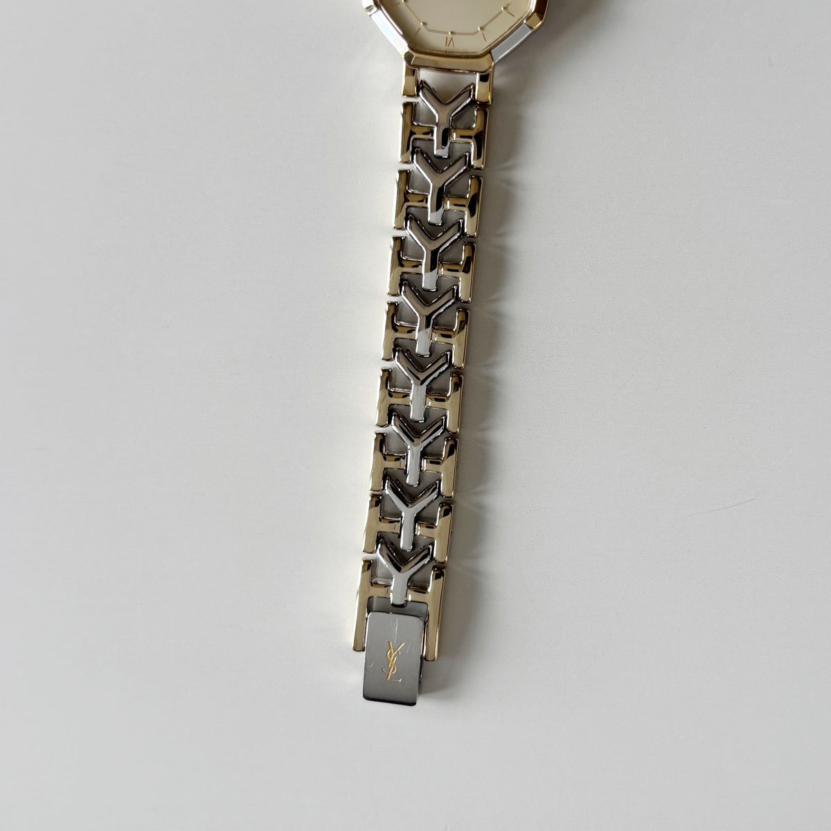 Yves Saint Laurent 1990s Octagon Gold Plated Two Tone Watch