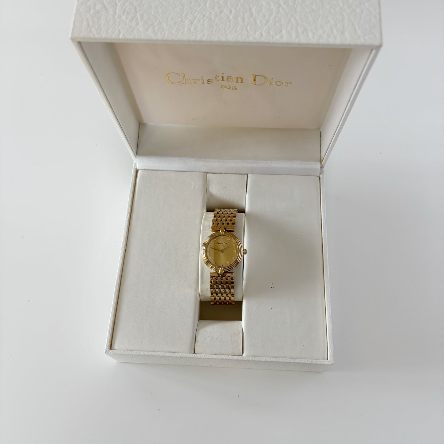 Dior 1990s Round Dial Gold Plated Watch