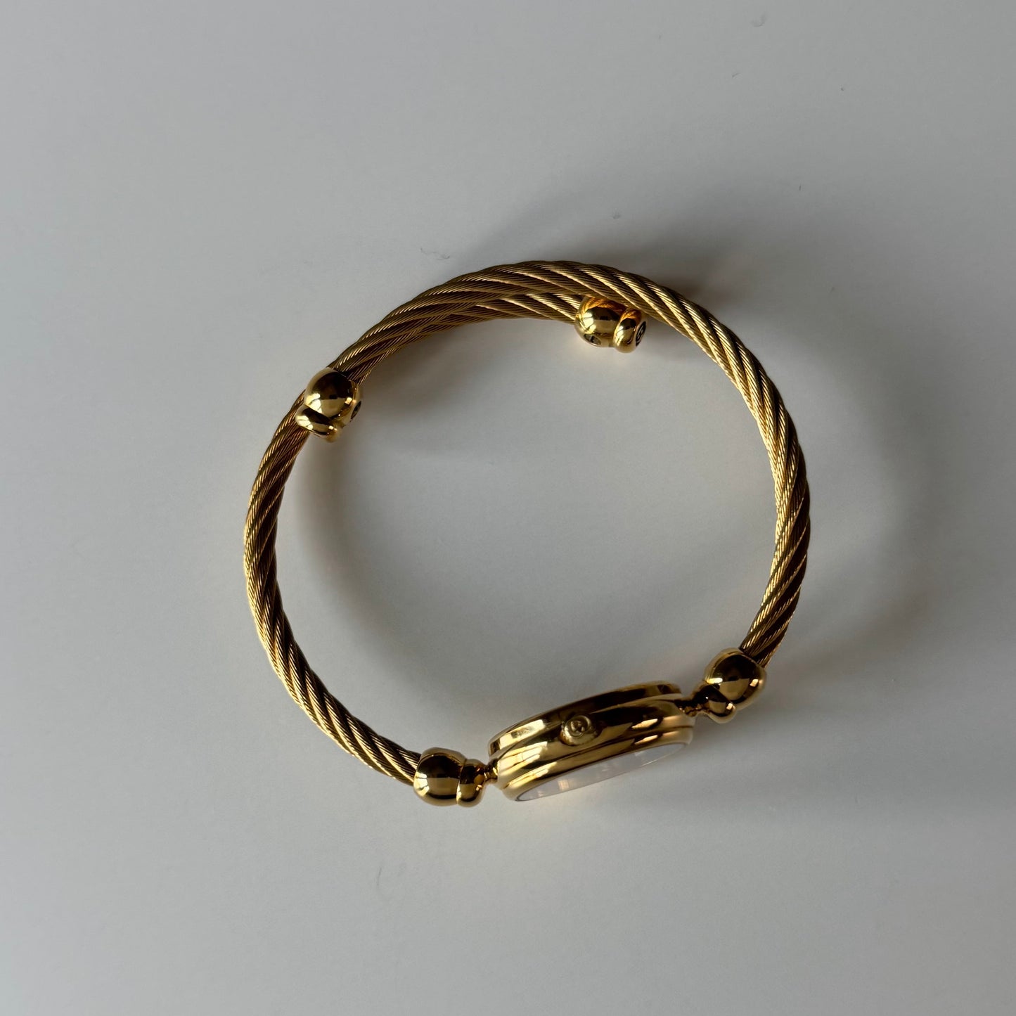 Gucci 1990s Black Dial Gold Plated Cable Bangle Watch