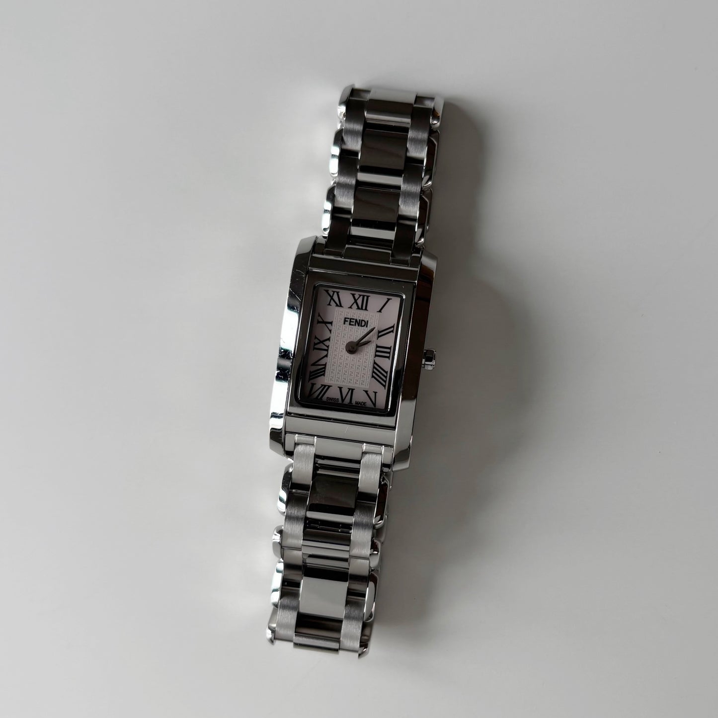Fendi 1990s Seashell Dial Stainless steel Tank Watch