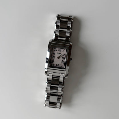 Fendi 1990s Seashell Dial Stainless steel Tank Watch