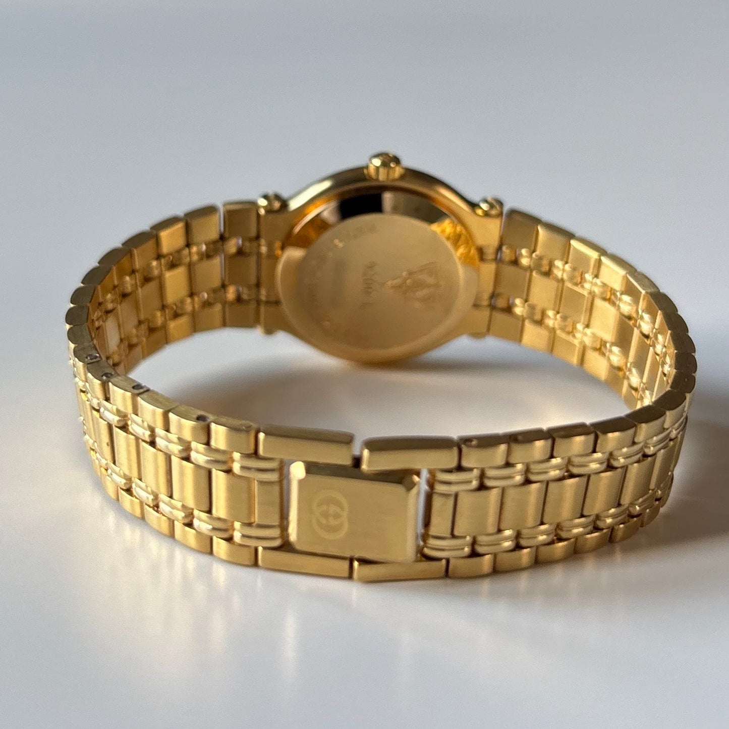 Gucci 1990s Date Round Dial Gold Plated Watch