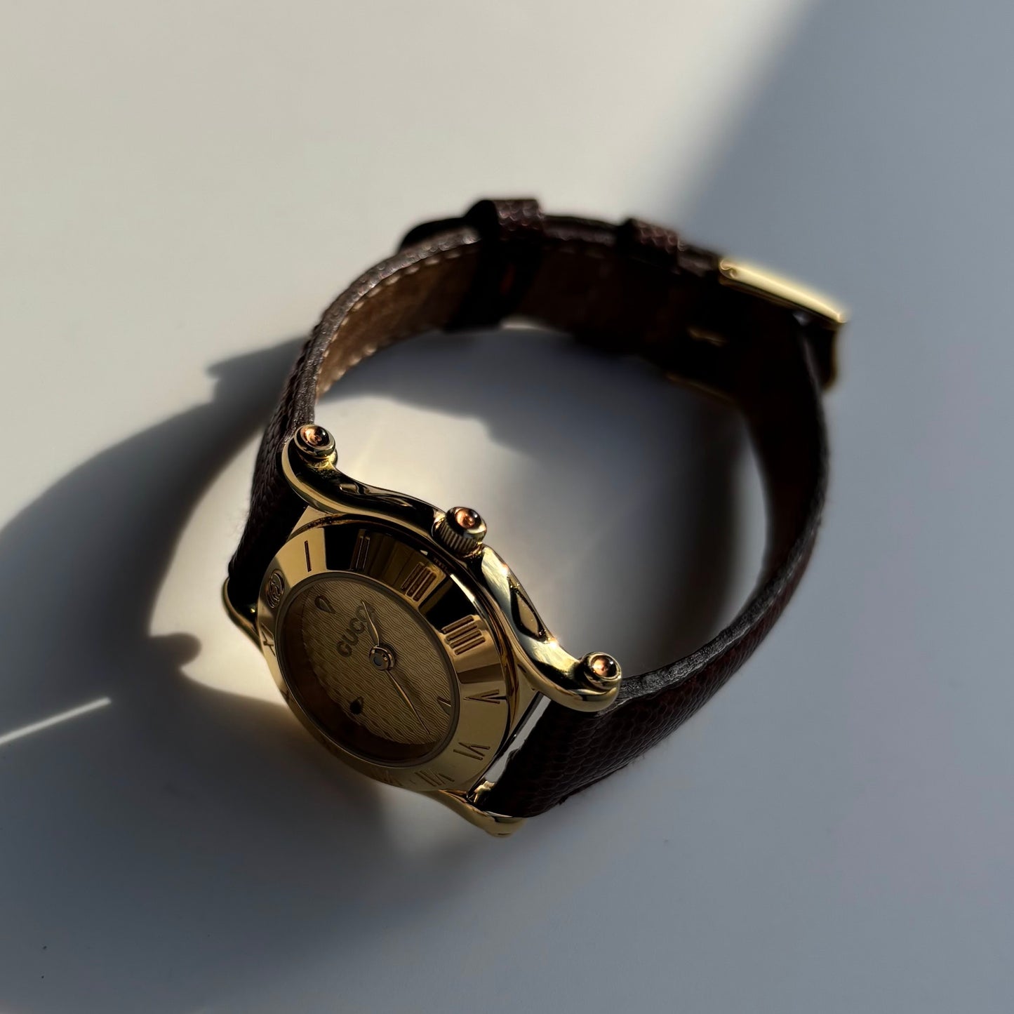 Gucci 1990s Gold Dial Gold Plated Watch