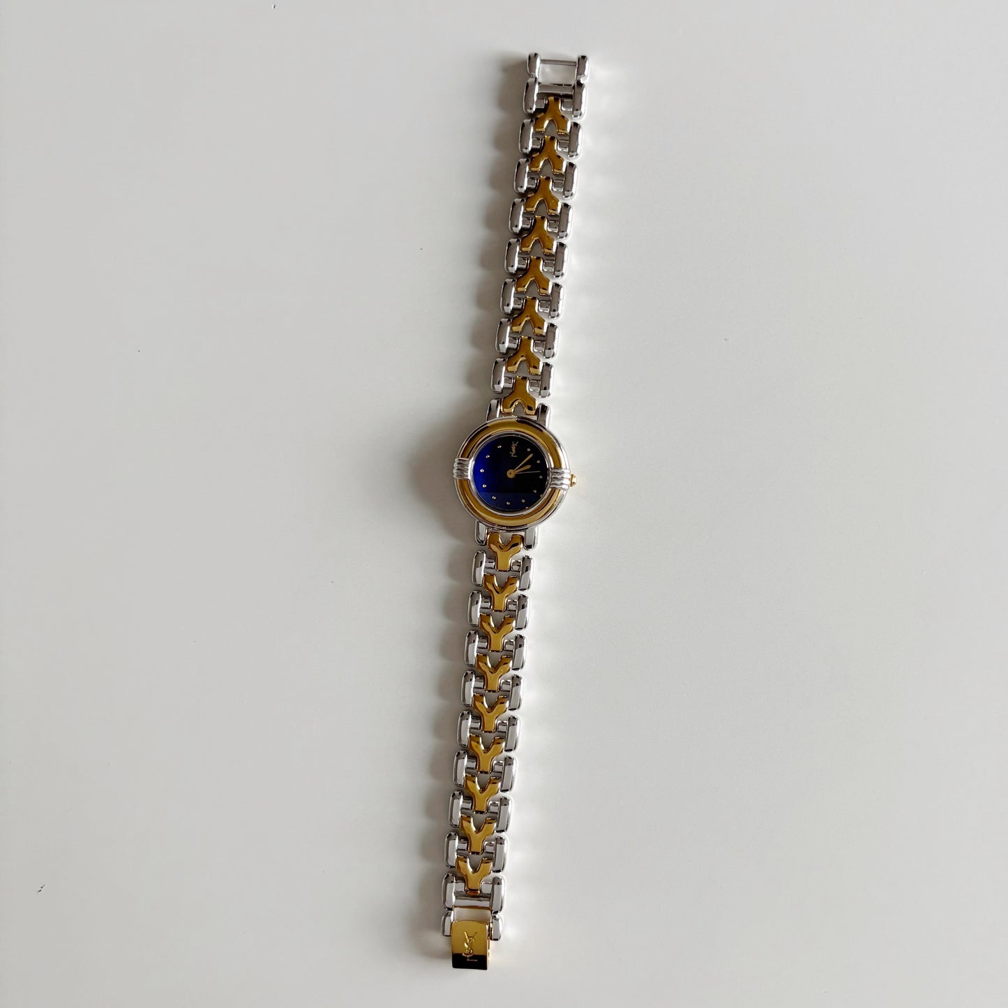 Yves Saint Laurent 1990s Round Dial Two Tone Watch