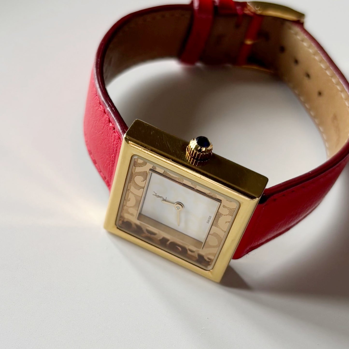 Yves Saint Laurent 1990s Square Dial Gold Plated Watch