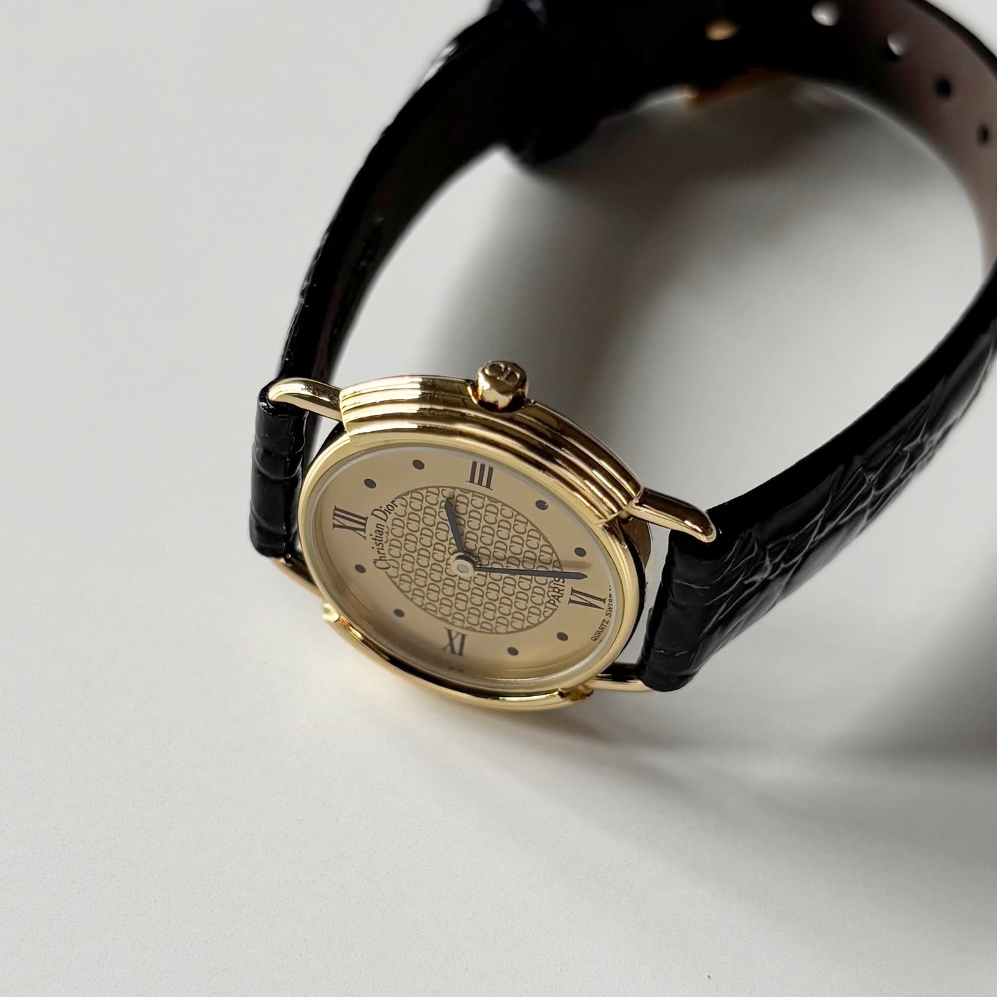 Dior 1990s Round Dial Gold Plated Watch