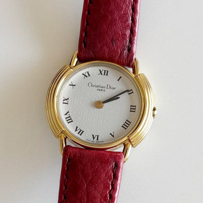 Dior 1990s CD Logo Round Dial Gold Plated Watch