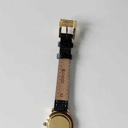 Fendi 1990s Round Dial Gold Plated Watch