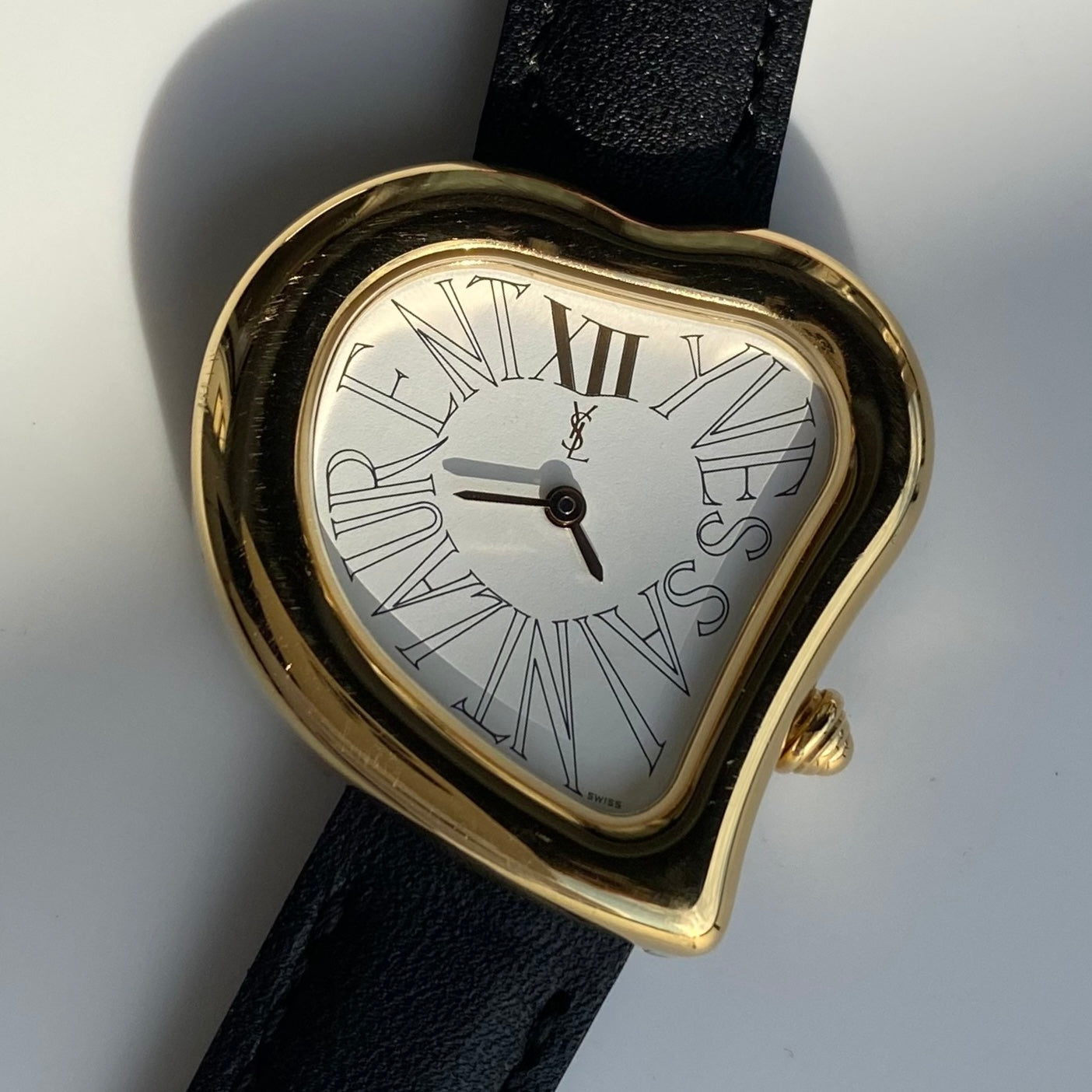 Yves Saint Laurent 1990s Heart Shaped Dial Gold Plated Watch