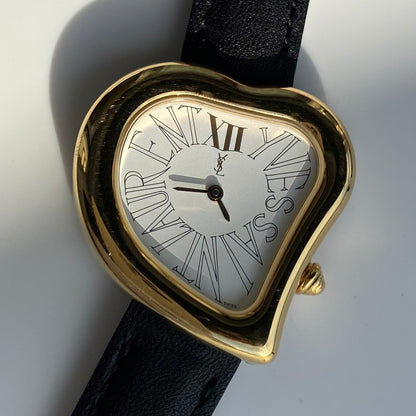 Yves Saint Laurent 1990s Heart Shaped Dial Gold Plated Watch