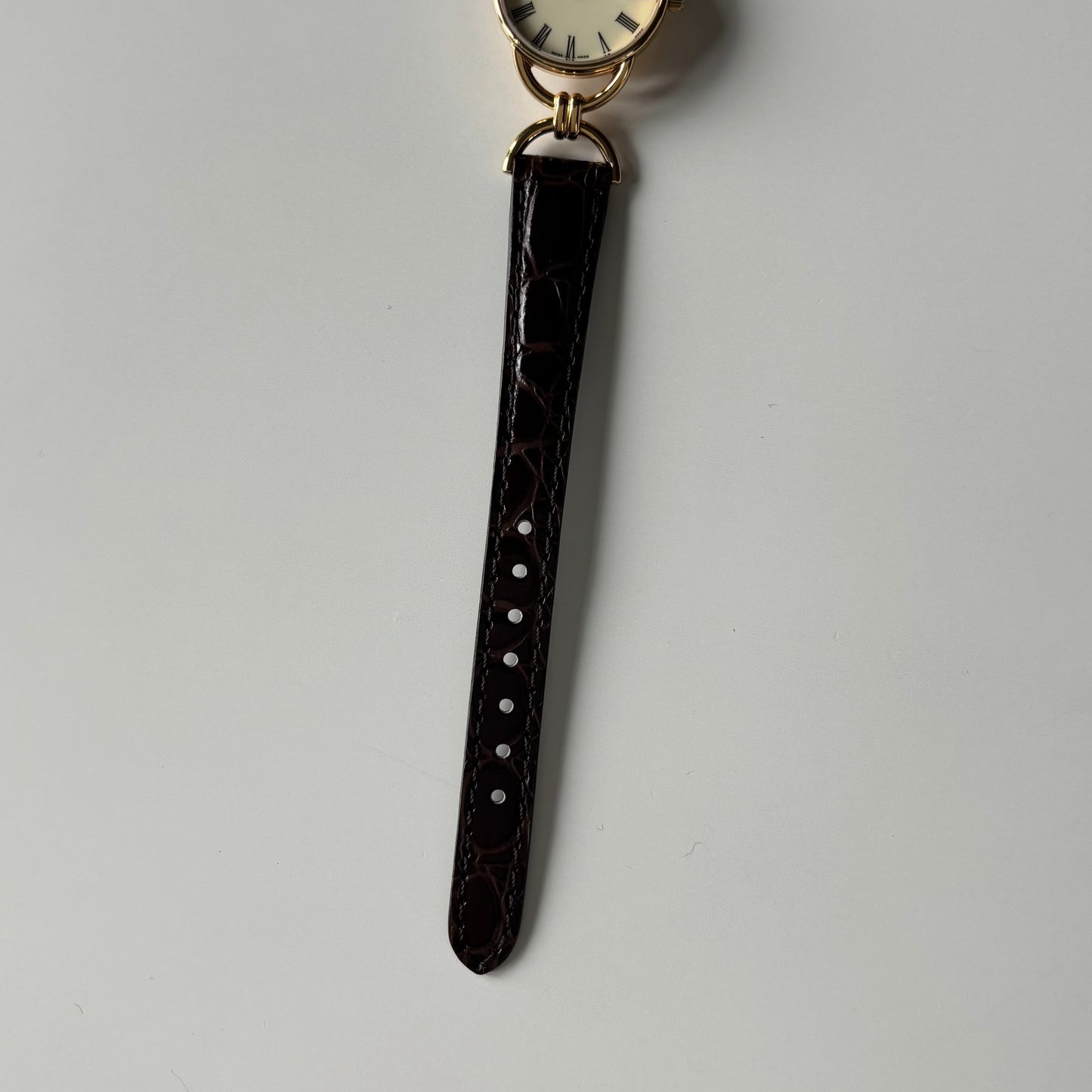 Gucci 1990s Cream Dial Horsebit Gold Plated Watch