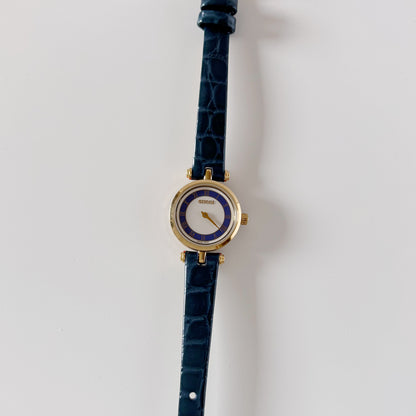 Gucci 1990s Sherry Round Dial Blue Watch
