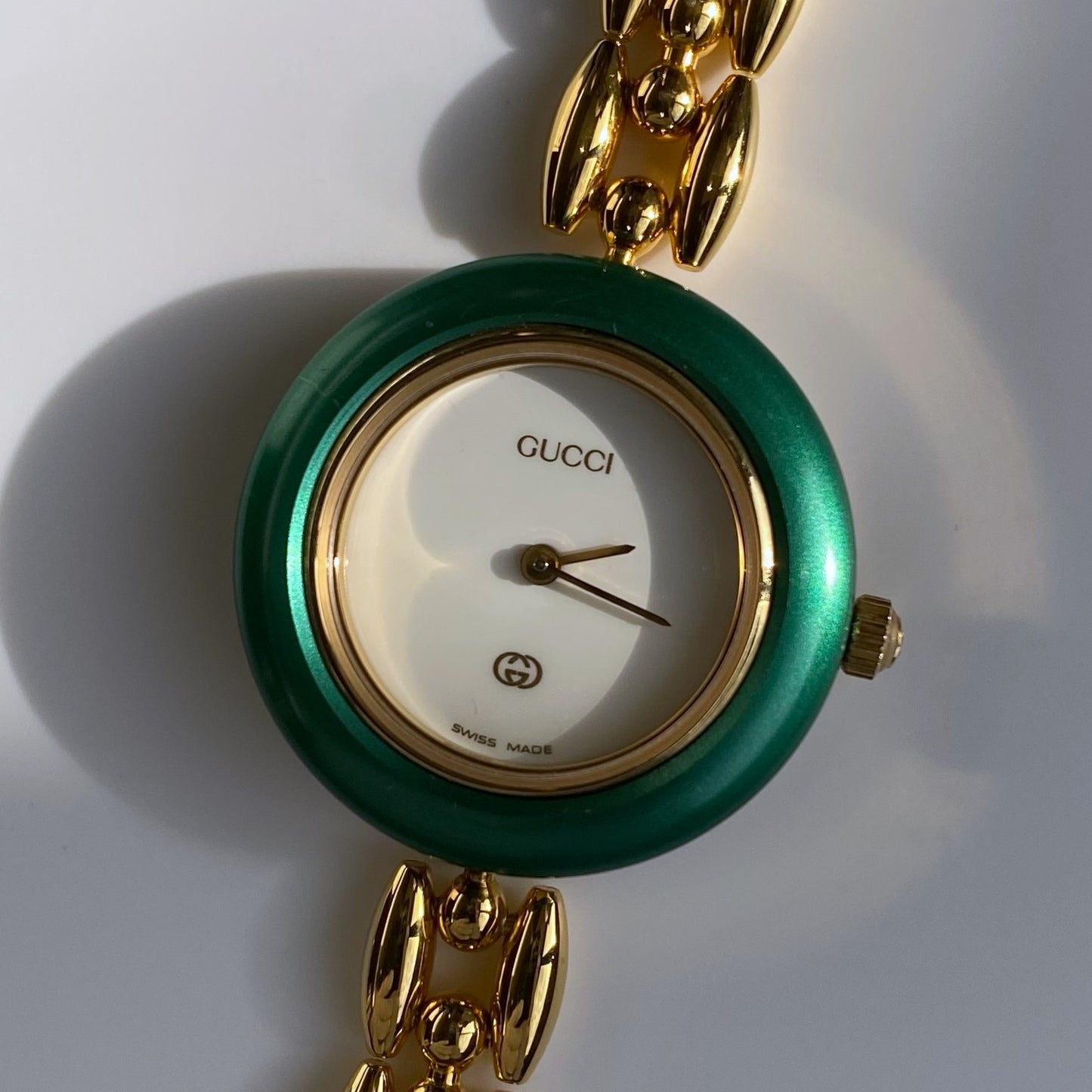 Gucci 1990s Interchangeable Bezel Gold Plated Watch with 6 bezels, case