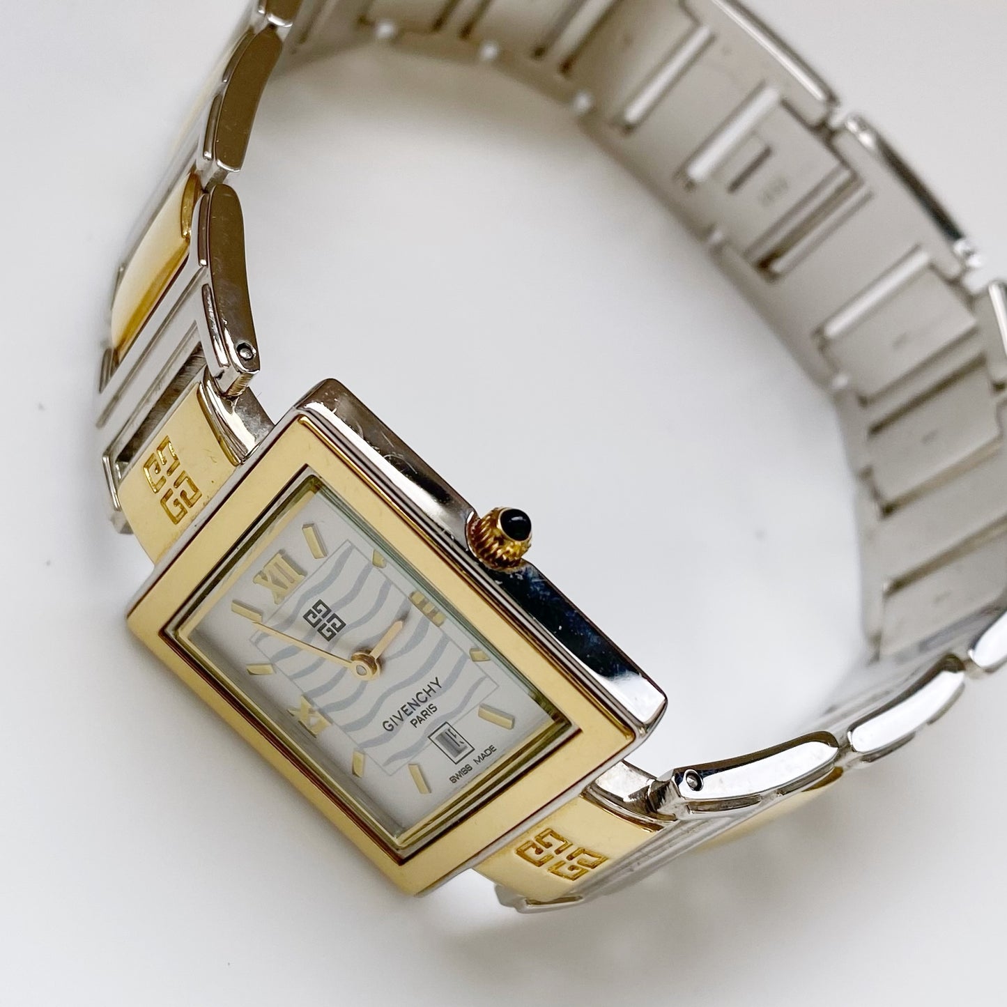 Givenchy 1990s Square Two Tone Watch