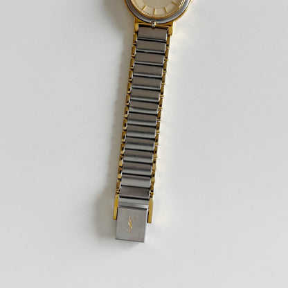 Yves Saint Laurent 1990s Round Dial Two Tone Watch