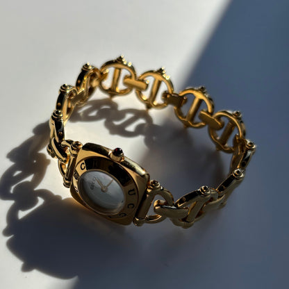 Gucci 1990s Seashell Dial Gold Plated Watch