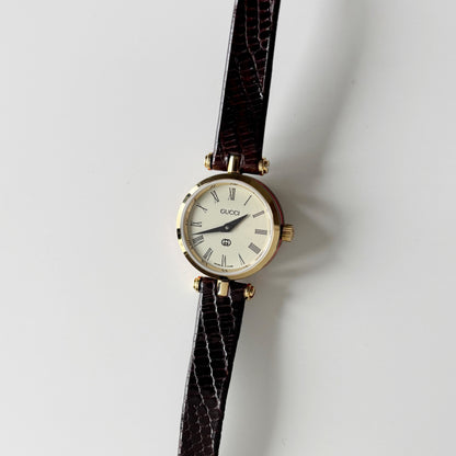 Gucci 1990s Sherry Round Dial Gold Plated Watch