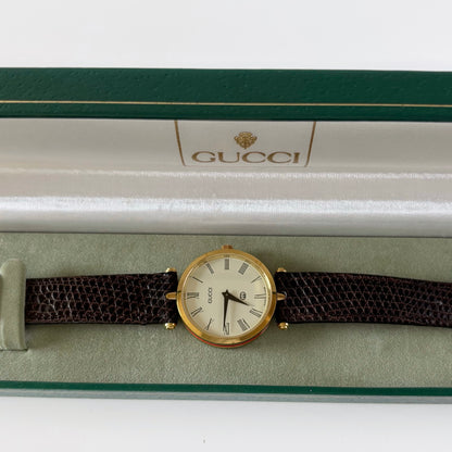 Gucci 1980s Sherry Round Dial Gold Plated Watch (Large)