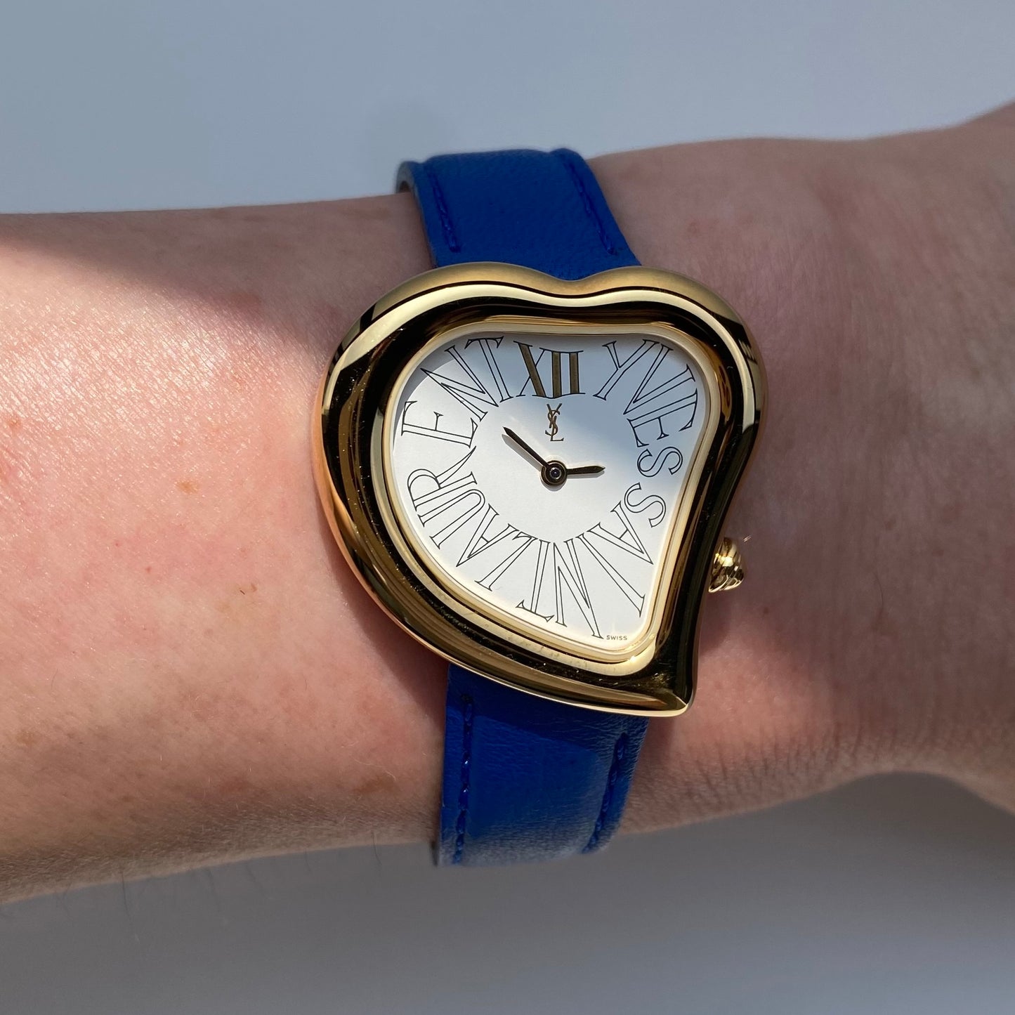 Yves Saint Laurent 1990s Heart Shaped Dial Gold Plated Watch