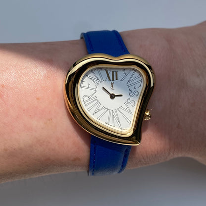 Yves Saint Laurent 1990s Heart Shaped Dial Gold Plated Watch