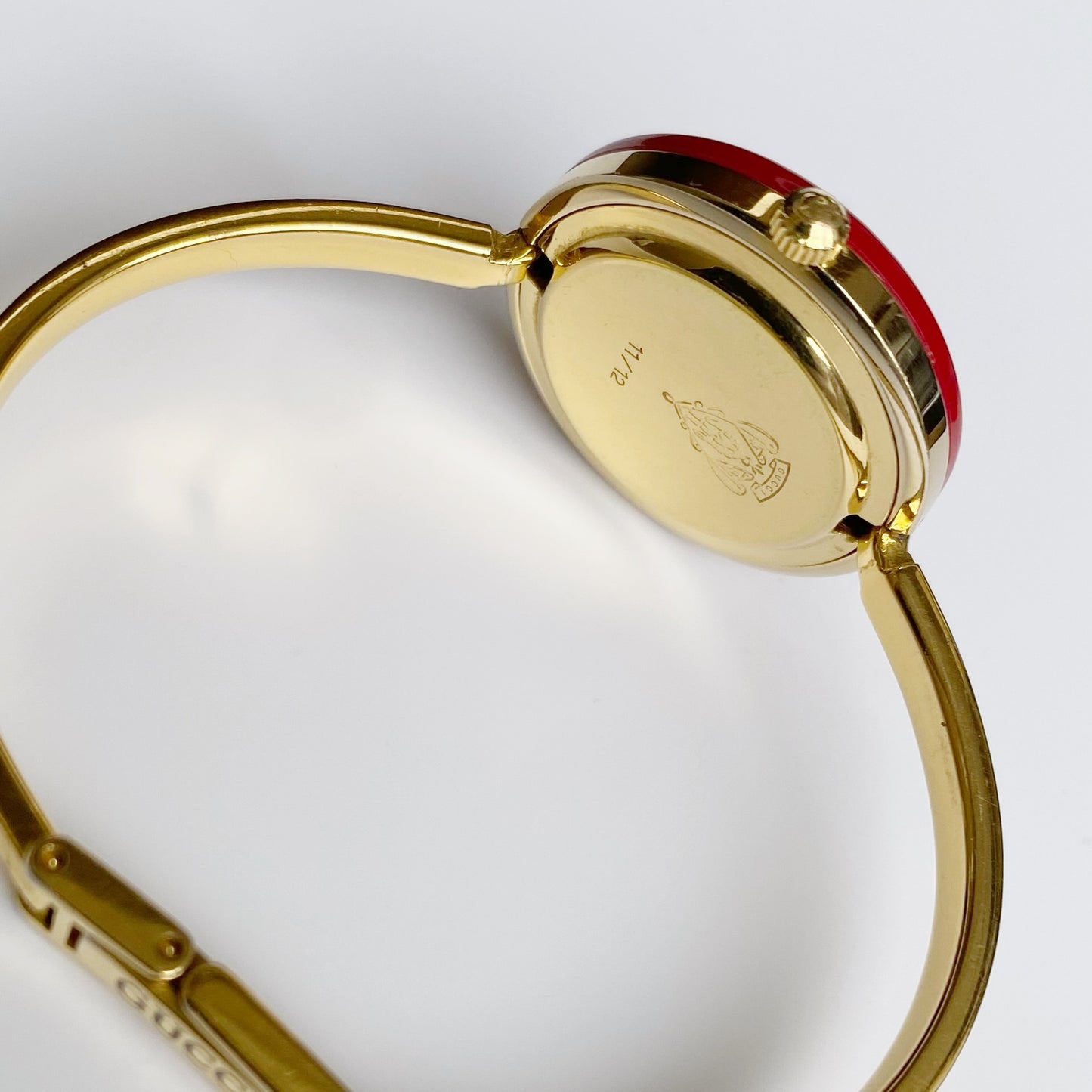 Gucci 1990s Interchangeable Bezel Gold Plated Bangle Watch with 12 bezels, case (Small)