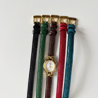 Fendi 1990s Interchangeable Strap Gold Plated Watch with 5 straps, case