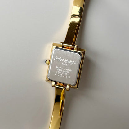 Yves Saint Laurent 1990s Green Dial Gold Plated Bangle Watch