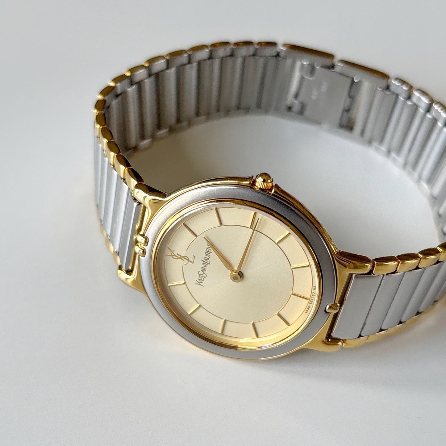 Yves Saint Laurent 1990s Round Dial Gold Plated Two Tone watch (Large)
