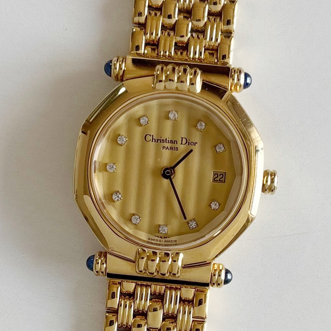 Dior 1990s Octagon Dial Gold Plated Watch