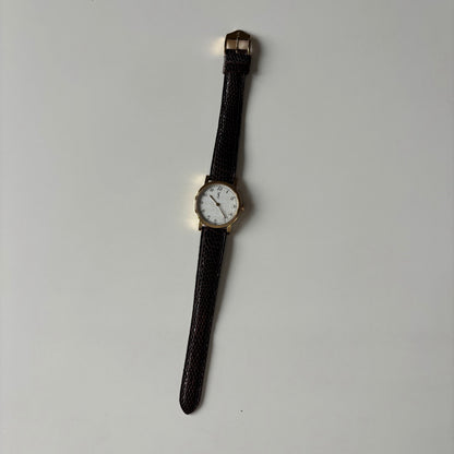 Yves Saint Laurent 1990s YSL Logo Round Dial Gold Plated Watch