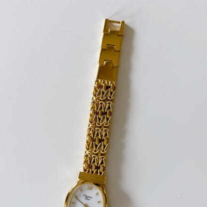 Dior 1990s Gold Plated Oval Watch