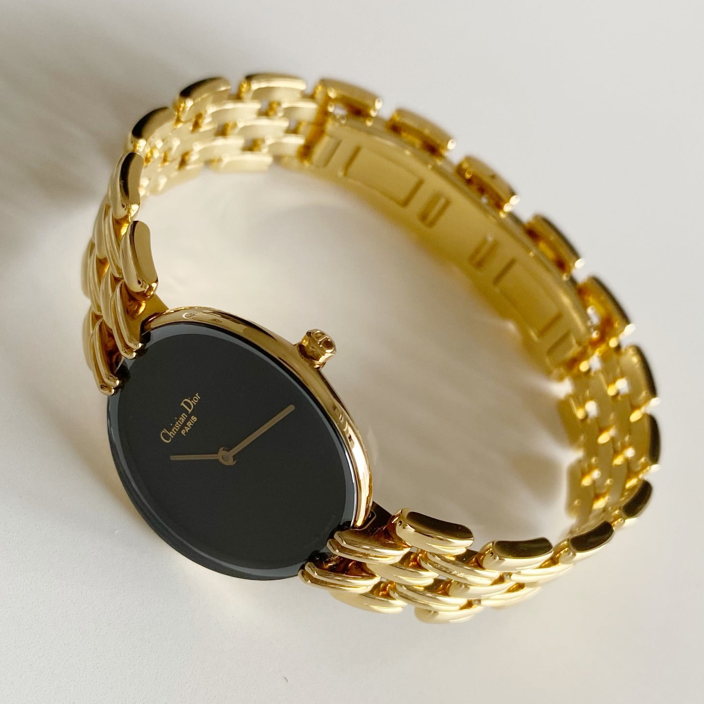 Dior 1990s Bagheera Gold Plated Round Watch