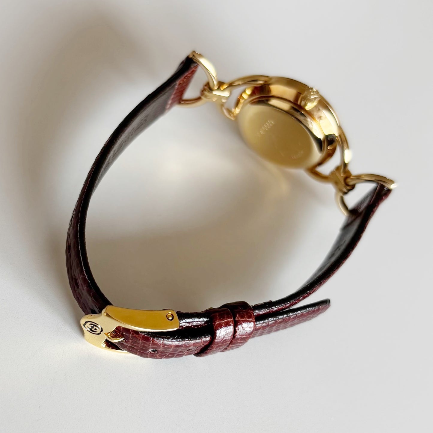 Gucci 1990s Seashell Dial Horsibit Gold Plated Watch