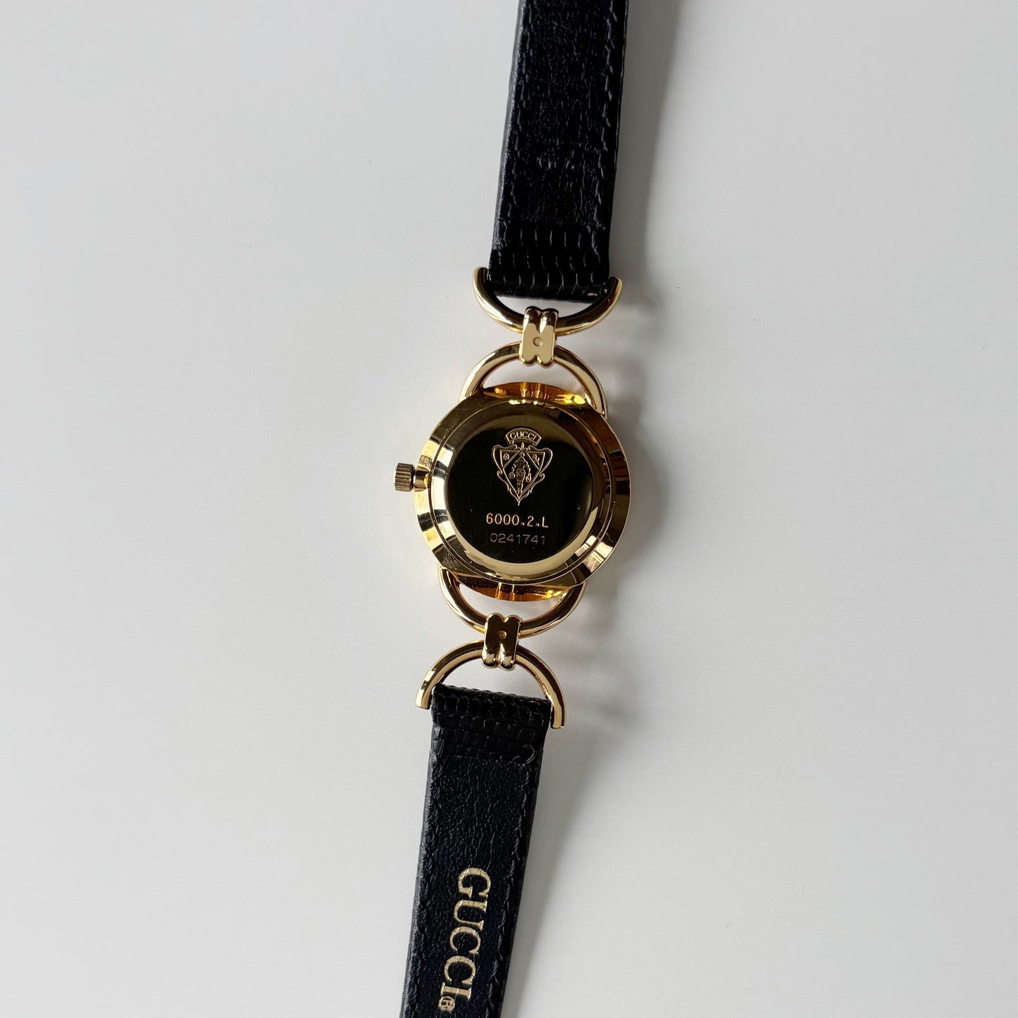 Gucci 1990s Black Dial Horsebit Gold Plated Watch