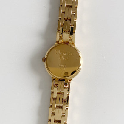 Dior 1990s Round Dial Gold Plated Watch