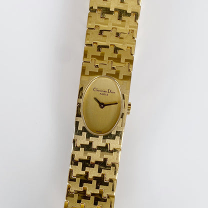 Dior Miss Dior Early 2000s Gold Plated Oval Watch