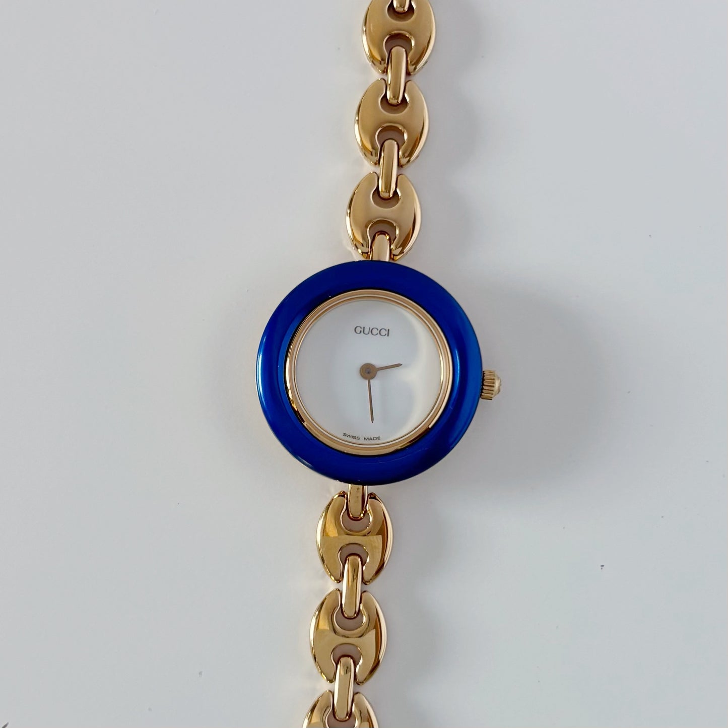 Gucci 1990s Interchangeable Bezel Gold Plated Watch with 6 bezels, case (167mm)