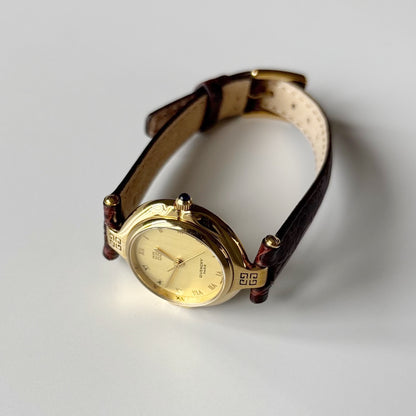 Givenchy 1990s Round Dial Gold Plated Watch