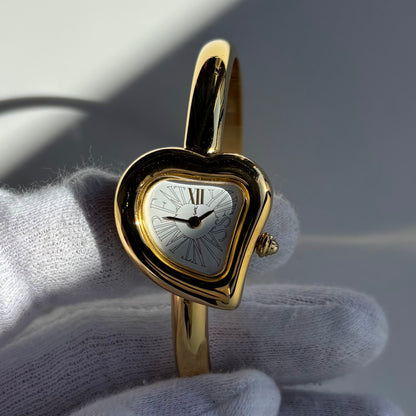 Yves Saint Laurent 1990s Heart Shaped Dial Gold Plated Watch