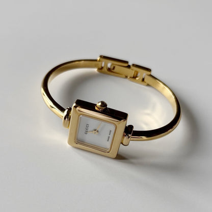 Gucci 1990s Square Dial Gold Plated Watch (Small)