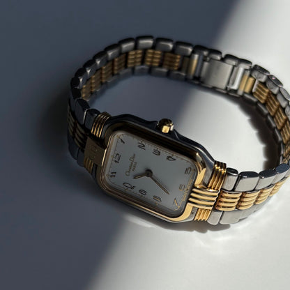 Dior 1980s Tank Two Tone Gold Plated Watch
