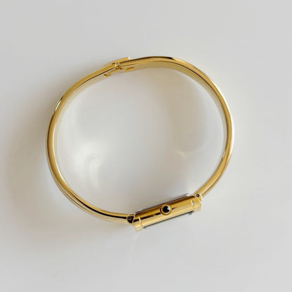 Yves Saint Laurent 1990s Green Dial Gold Plated Bangle Watch