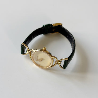 Gucci 1990s Seashell Dial Horsebit Watch