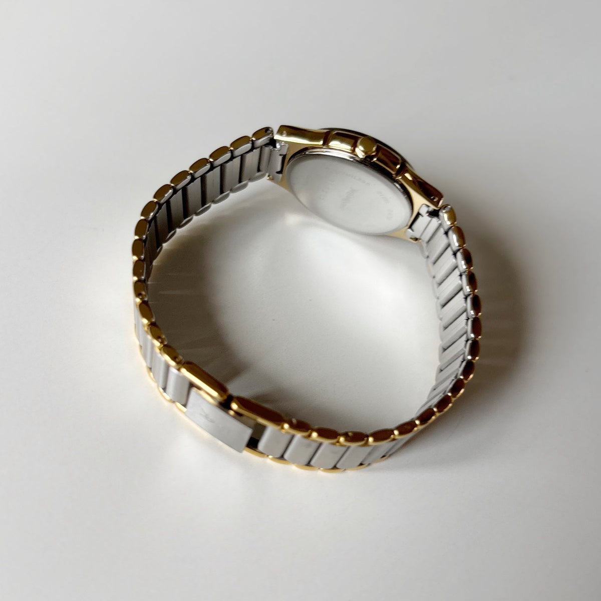Yves Saint Laurent 1990s Navy Round Dial Two Tone Gold Plated Watch