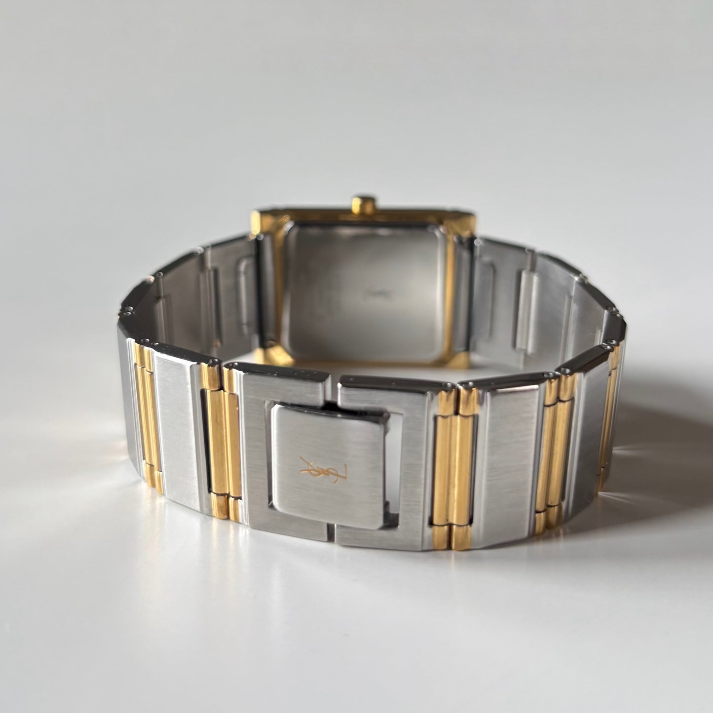 Yves Saint Laurent 1990s Square Dial Gold Plated Two Tone Watch