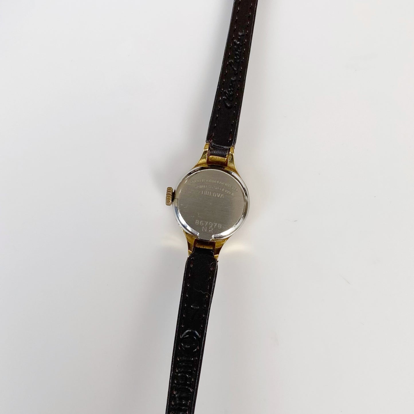 Dior x Bulova 1970s Hand-Winding Gold Plated Round Leather Watch