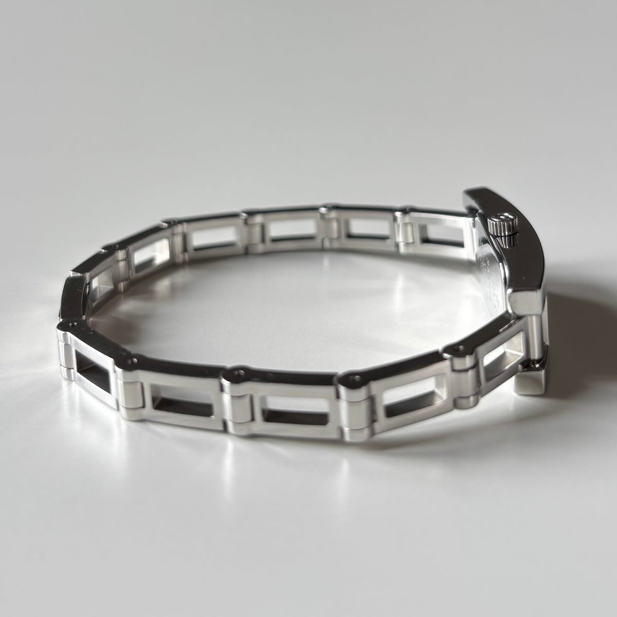 Gucci 1990s Black Dial Rectangular Stainless Steel Watch
